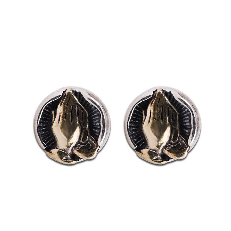 Buddha Stones 925 Sterling Silver Namaste Equality Stud Earrings - image 13