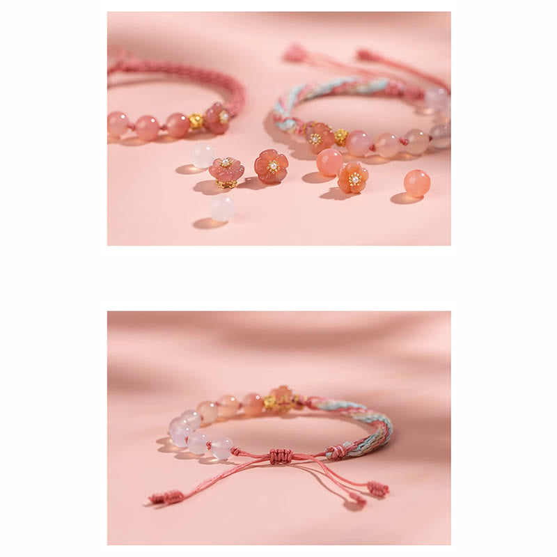 Buddha Stones Natural Gradient Agate Reincarnation Knot Peach Blossom Wealth Luck Handmade String Bracelet - image 6