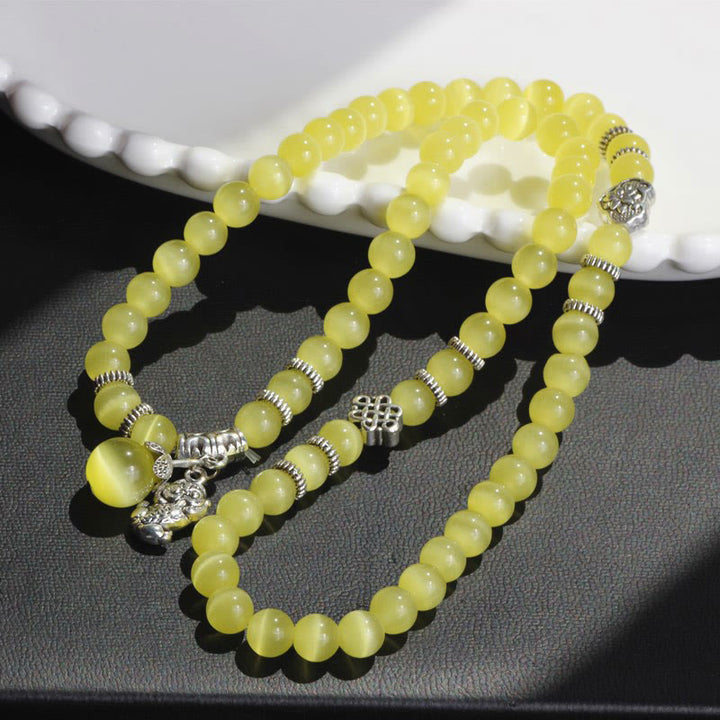 Buddha Stones Cat Eye PiXiu Support Triple Wrap Bracelet - image 15