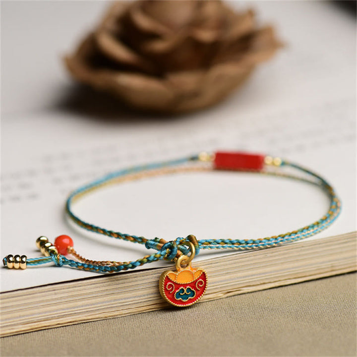 Buddha Stones Handmade Cinnabar As One Wishes Blessing Braid Double Layer Bracelet - image 3