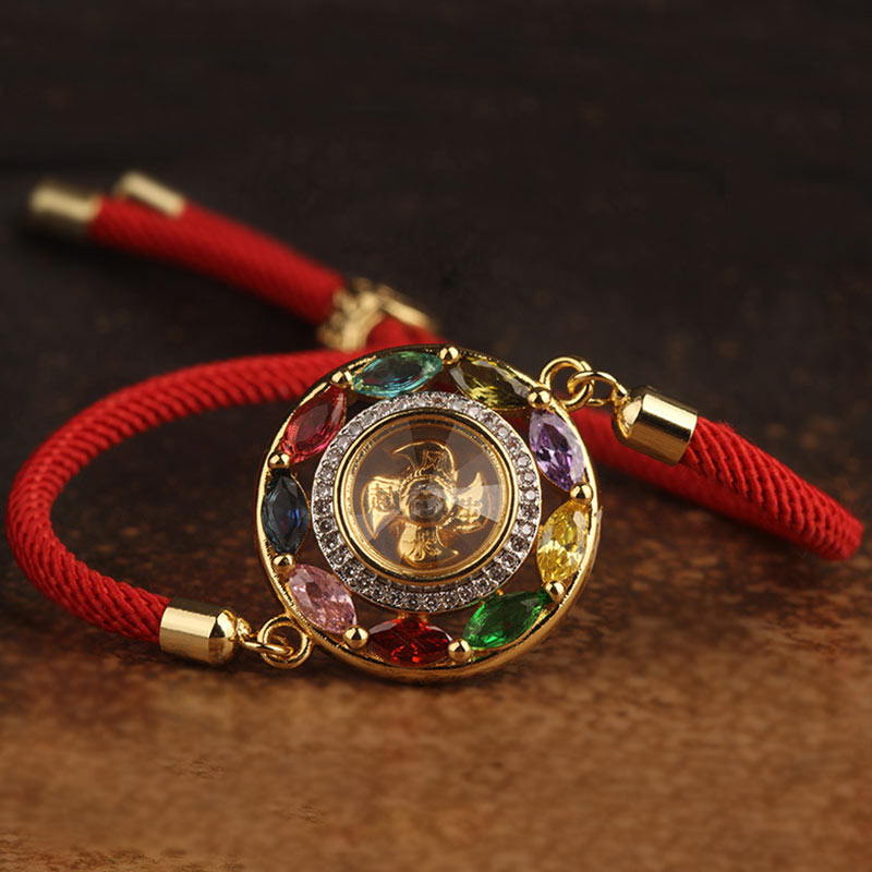 Buddha Stones Colorful Zircon Copper Wealth Luck Rotation Bracelet Necklace Pendant - image 12