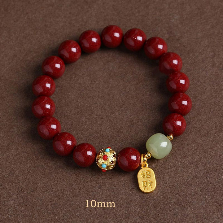 Buddha Stones Cinnabar Green Aventurine Fortune Protection Charm Bracelet - Purple Sand - 10mm - image 6