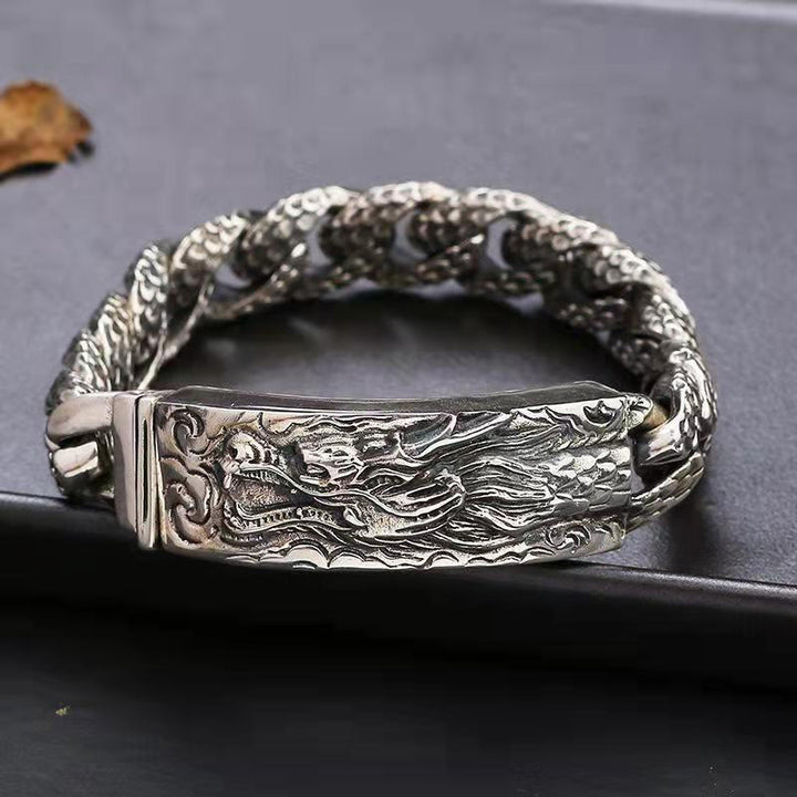Buddha Stones Retro Dragon Scale Pattern Engraved Protection Bracelet - image 4