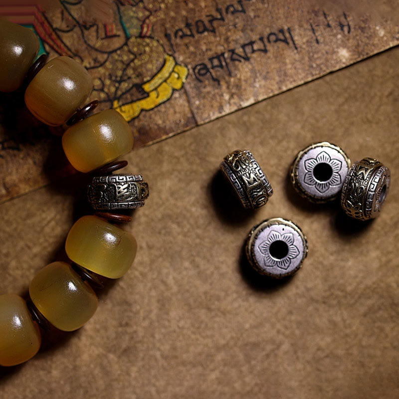 Buddha Stones Handmade Tibetan Sheep Horn Om Mani Padme Hum Auspiciousness Bracelet - image 14