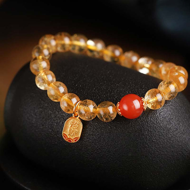 Buddha Stones Citrine Red Agate Fortune Charm Bracelet - image 8