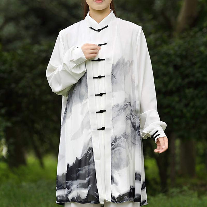 3Pcs Ink Painting Meditation Prayer Spiritual Zen Tai Chi Qigong Practice Unisex Clothing Set - image 1