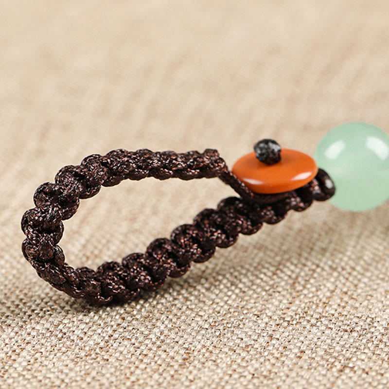 Buddha Stones Mini Small Leaf Red Sandalwood Ebony Wood Lucky Cat Lovely Kitty Peace Key Chain Phone Hanging Decoration - image 7