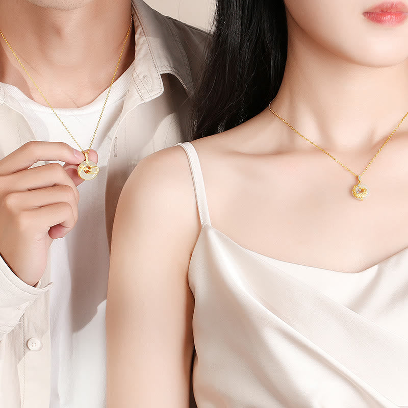 Buddha Stones 925 Sterling Silver Year of the Dragon Hetian Jade Golden Dragon Phoenix Peace Buckle Luck Necklace Pendant - image 7