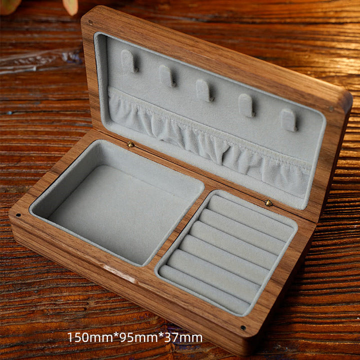 Vintage Handmade Black Walnut Wood Jewelry Storage Box Wooden Gift Box - image 23