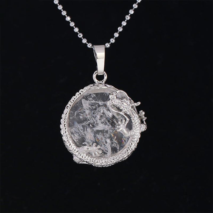 Buddha Stones Chinese Dragon Natural Quartz Crystal Healing Energy Necklace Pendant - White Crystal - image 22