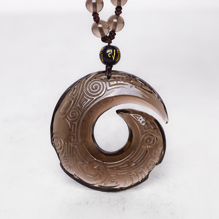 Buddha Stones Natural Black Obsidian Ice Obsidian Strength Necklace Pendant - Ice Obsidian - image 6