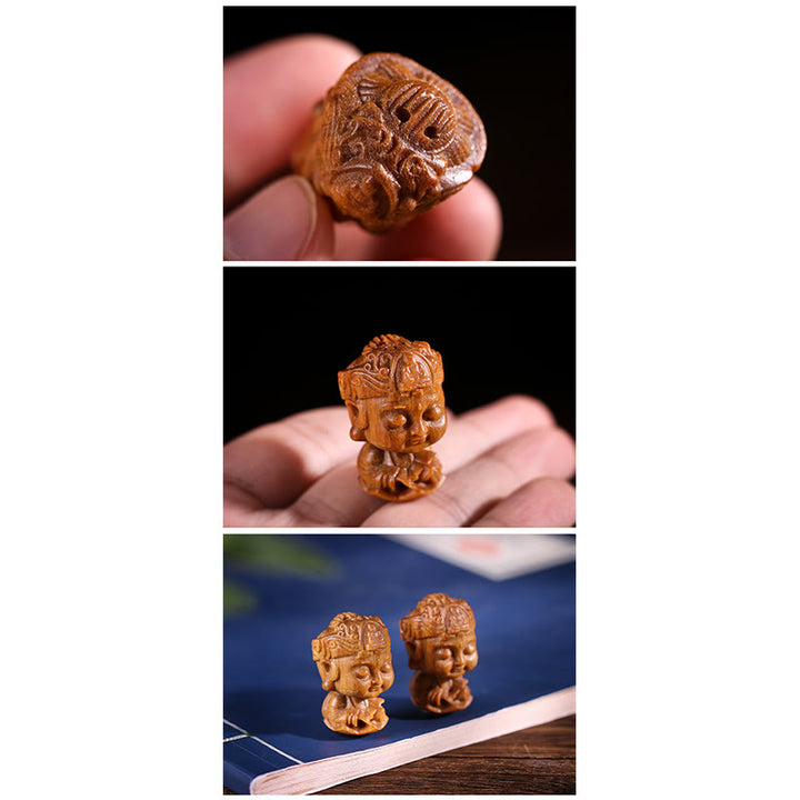 Buddha Stones Chinese Zodiac Natal Buddha Green Sandalwood Lotus Engraved Positive Home Decoration - image 7