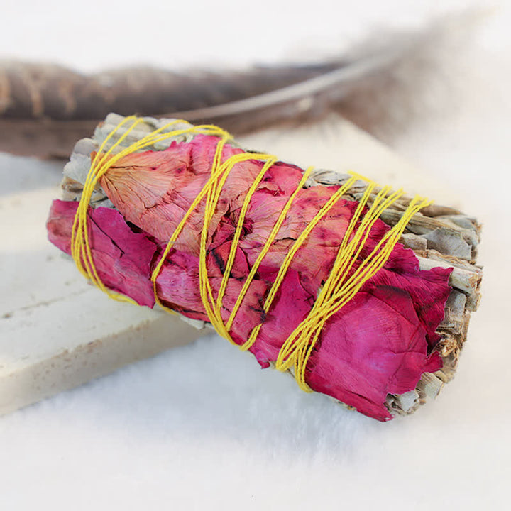 Buddha Stones Colorful Daisy Red Rose Flowers Smudge Stick for Home Cleansing Incense Healing Meditation Smudge Sticks Rituals Set - image 9