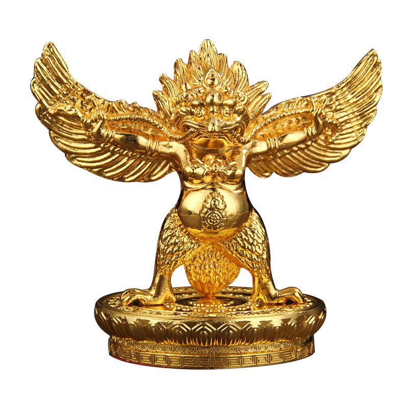 Buddha Stones Tibetan Gold Garuda Bird Alloy Protection Home Decoration - image 14