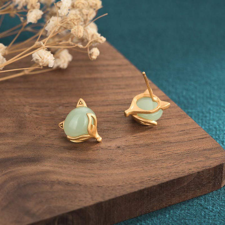 Buddha Stones FengShui Jade Luck Earrings - image 3