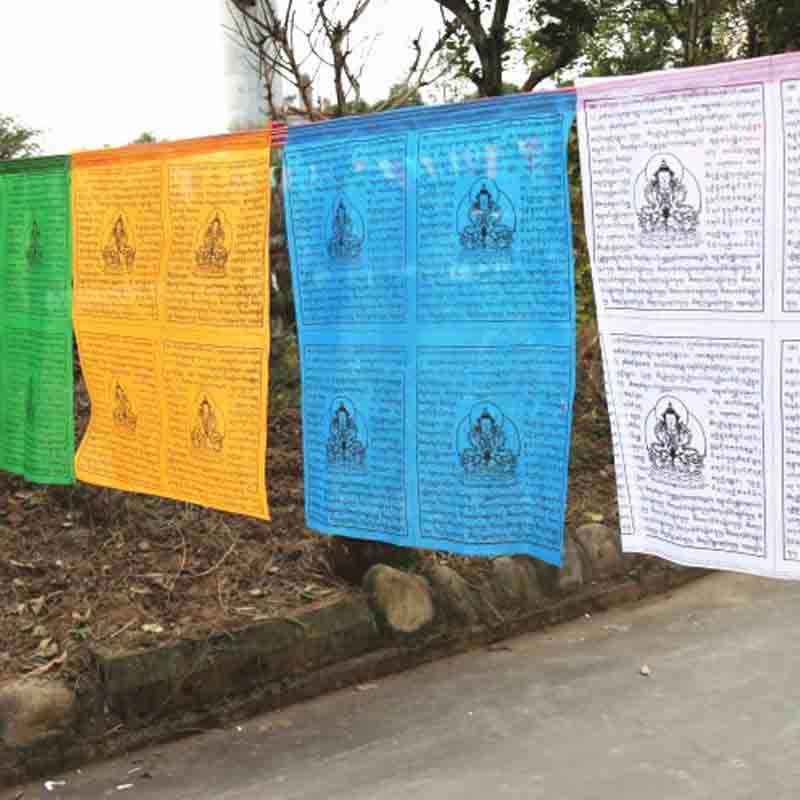 Tibetan 5 Colors Windhorse Auspicious Outdoor 25 Pcs Prayer Flag - image 3