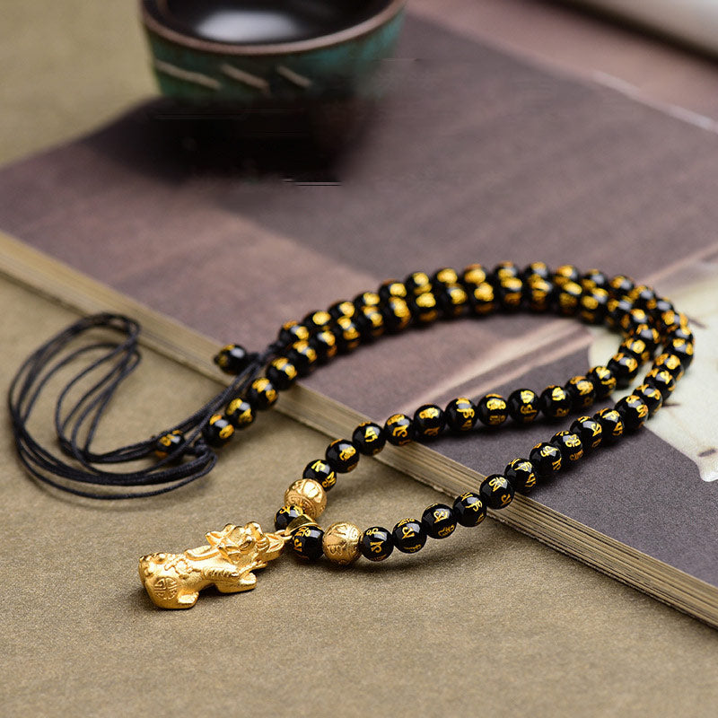 FengShui Obsidian PiXiu Wealth Necklace - Obsidian - image 0