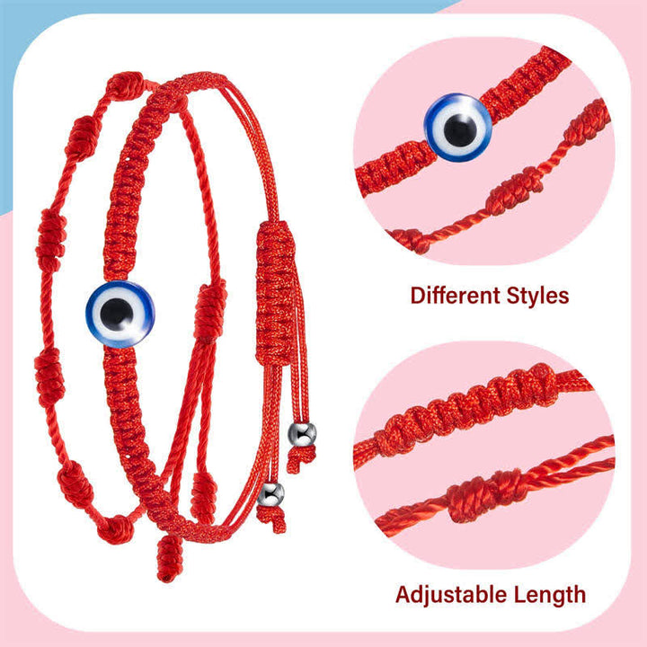 Buddha Stones 4Pcs Evil Eye Seven Knot Red String Protection Bracelet - image 6