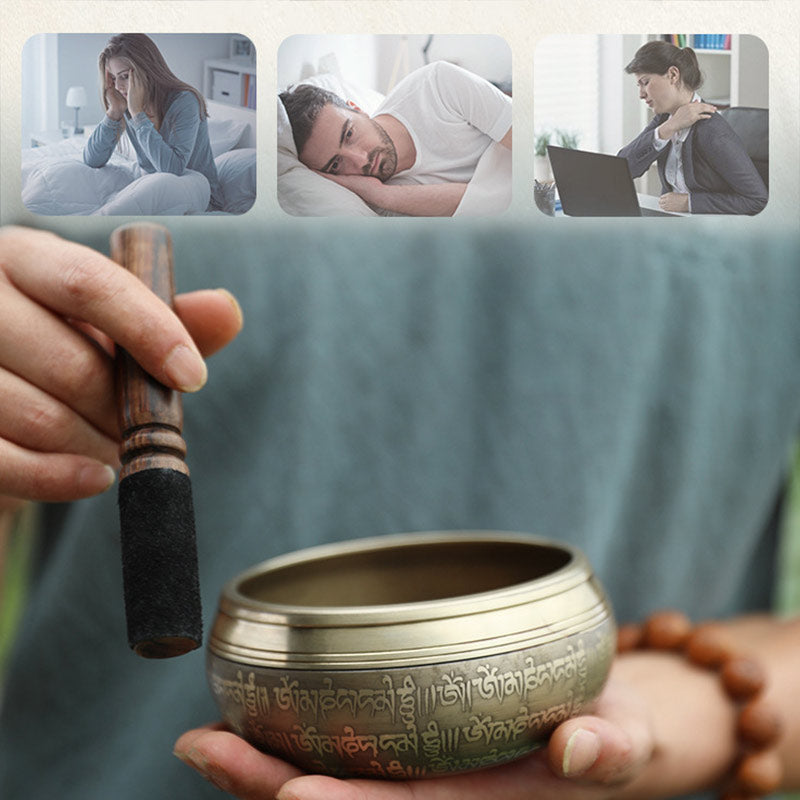Buddha Stones Tibetan Sound Bowl Handcrafted for Focus and Meditation Peaceful Happiness Singing Bowl Set - image 5