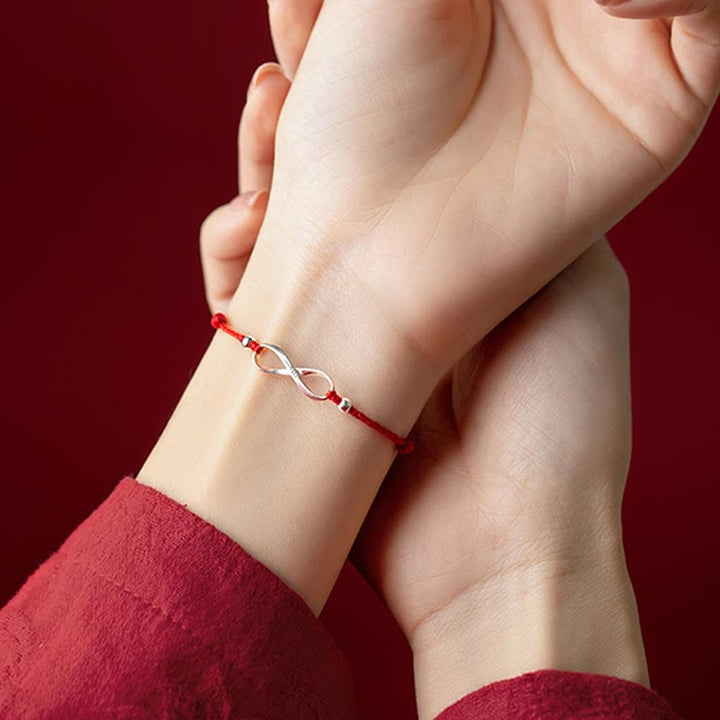 Buddha Stones 925 Sterling Silver Endless Knot Protection Luck Red String Bracelet Anklet - image 18