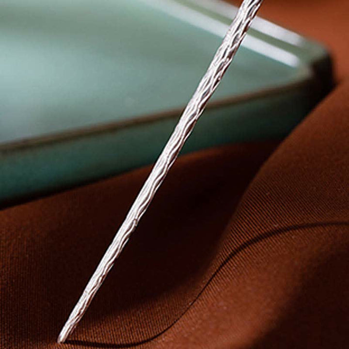 Buddha Stones 925 Sterling Silver Hetian White Jade Flower Blessing Hairpin - image 15