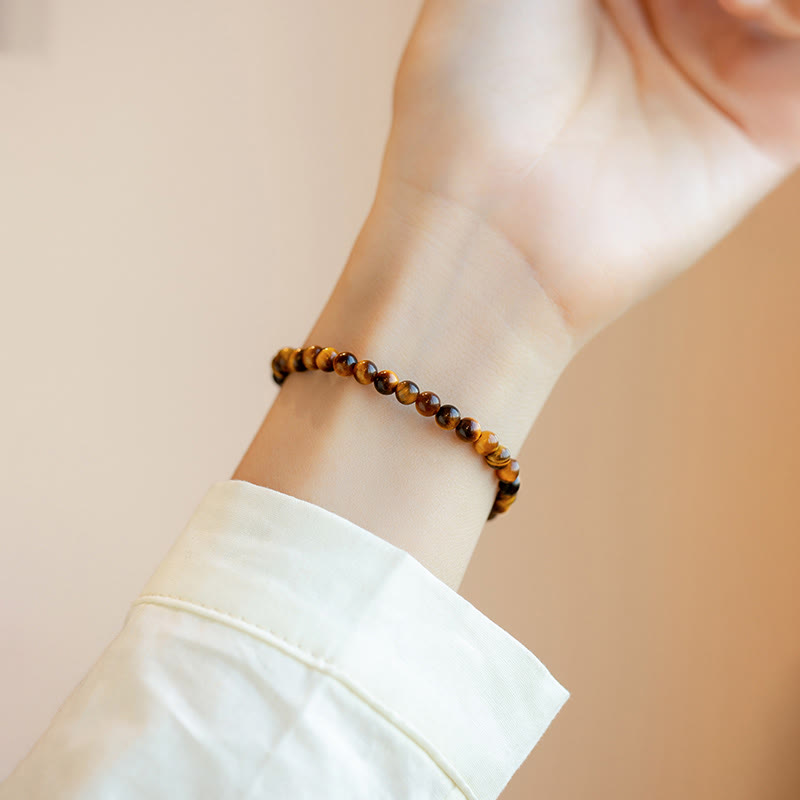 Buddha Stones 14K Gold Plated Natural Tiger Eye Stone Courage Protection Bracelet - image 1