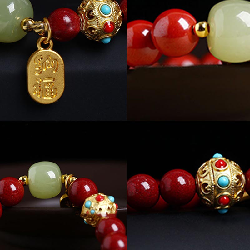 Buddha Stones Cinnabar Green Aventurine Fortune Protection Charm Bracelet - image 17