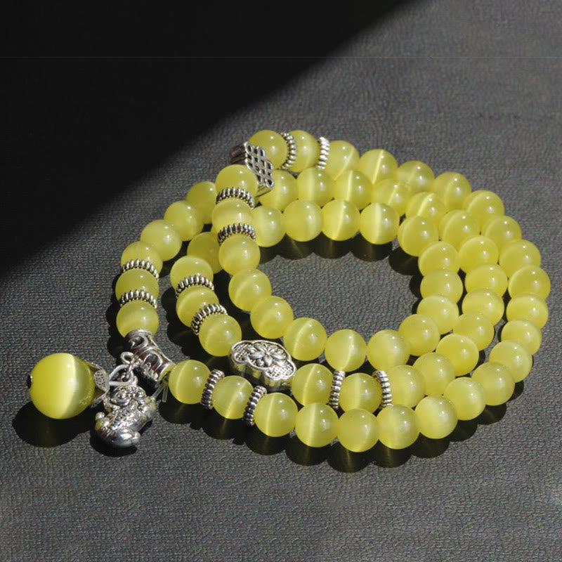 Buddha Stones Cat Eye PiXiu Support Triple Wrap Bracelet - image 16