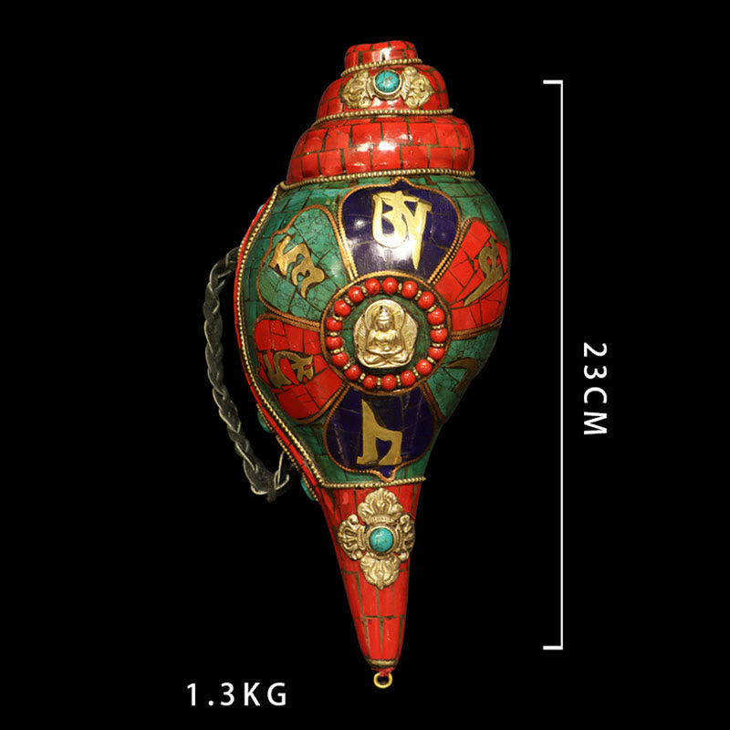 Tibetan Handmade Shankha Om Mani Padme Hum Buddha Conch Shell Lucky Decoration - image 15