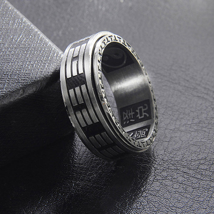 Buddha Stones Bagua Yin Yang Titanium Steel Balance Rotatable Ring - image 10