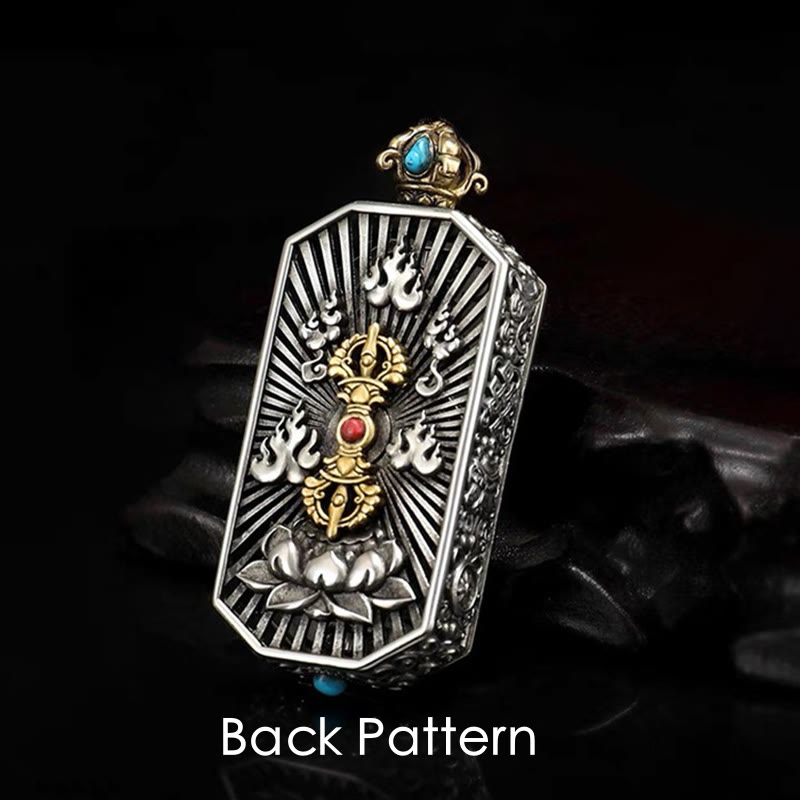 Buddha Stones Tibetan Om Mani Padme Hum Carved Dorje Vajra Rotatable Lotus Pattern Purity Rope Necklace Pendant - image 1