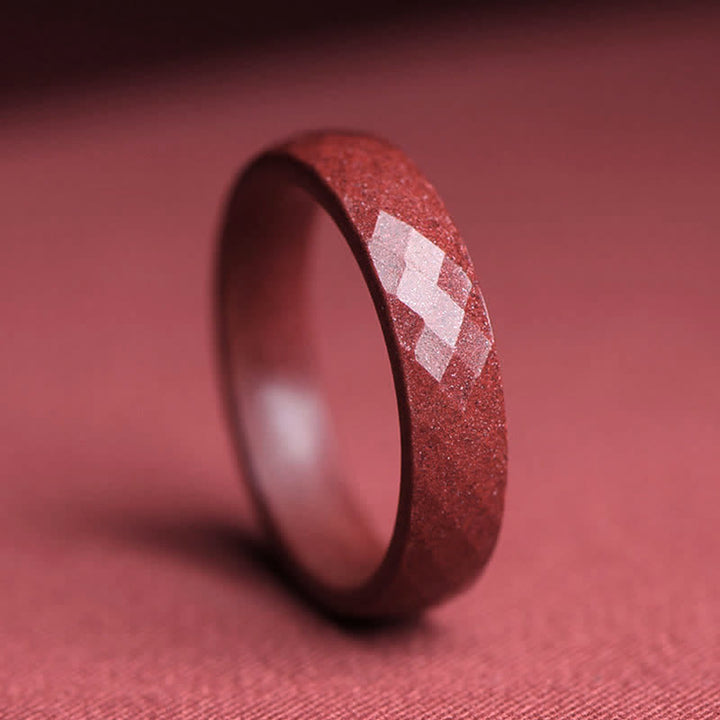 Buddha Stones Cinnabar Om Mani Padme Hum Auspicious Clouds Blessing Ring - Prismatic - 22mm - image 3