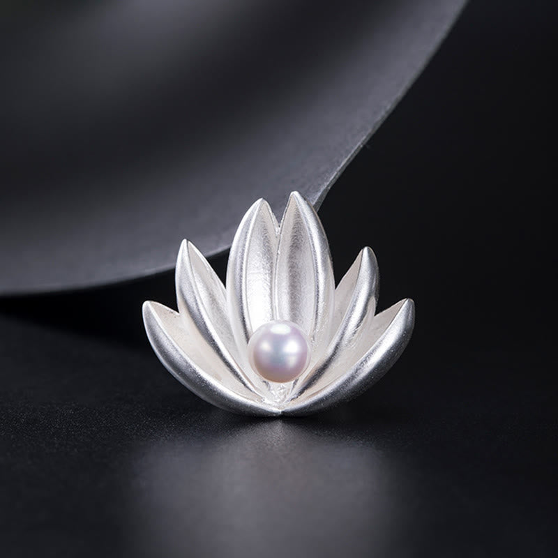 Buddha Stones 925 Sterling Silver Lotus Flower Pearl New Beginning Brooch - image 7