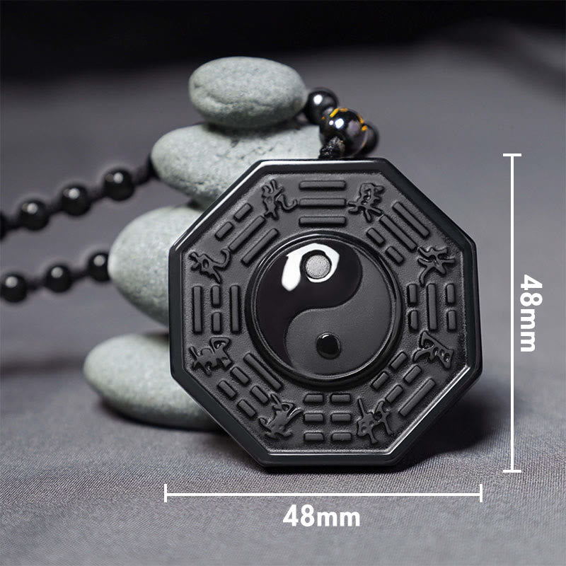 Buddha Stones Black Obsidian Stone Yin Yang Pendant Necklace - image 2