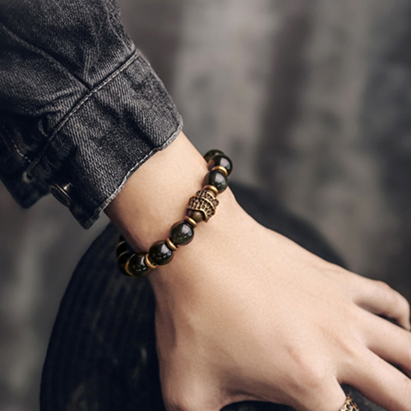 Buddha Stones Rainbow Obsidian Copper Love Healing Bracelet - image 10