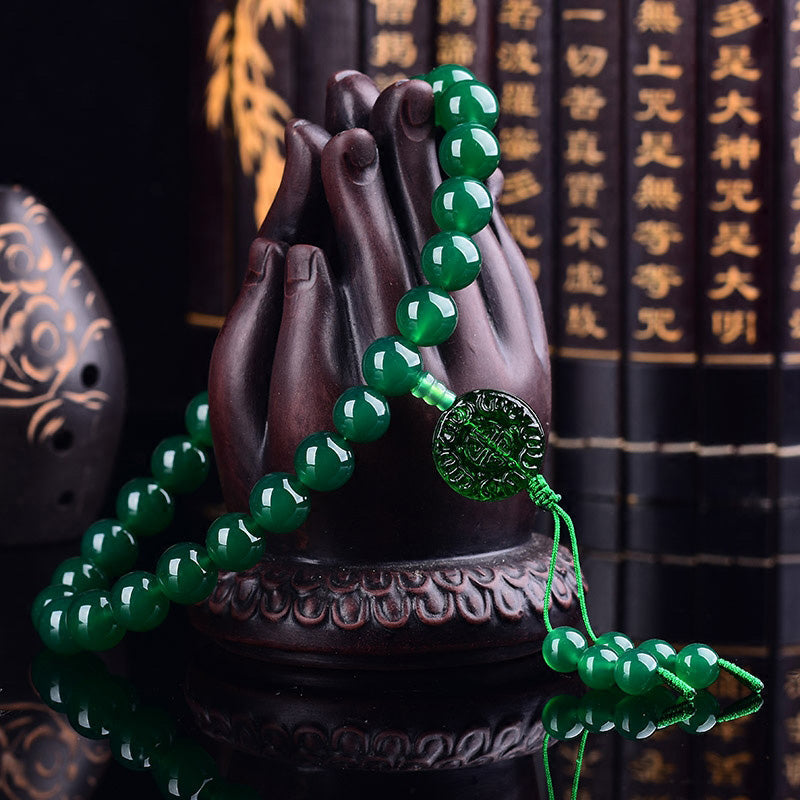 Buddha Stones Natural Green Agate Wrist Mala Manifestation Pocket Mala Car Decoration - image 1
