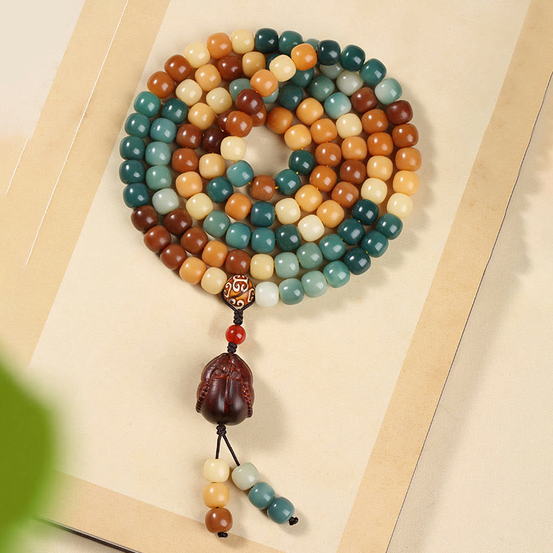 Buddha Stones Natural Bodhi Seed Lotus Dzi Bead Peace Harmony Charm Bracelet - 11*10mm Colorful Bodhi Seed&Buddha Hand - image 14