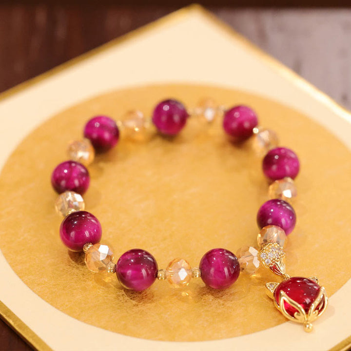 Buddha Stones Red Tiger Eye PiXiu Fox Protection Self Confidence Bracelet - image 13
