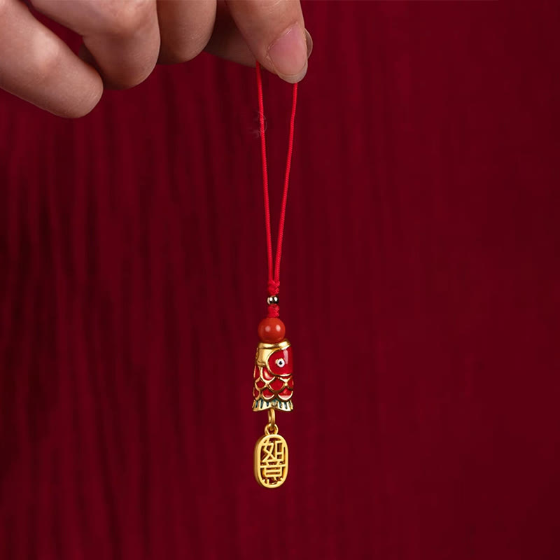 Buddha Stones Koi Fish Cinnabar Attracting Wealth Wish Ruyi Charm Luck Phone Hanging Decoration - image 18
