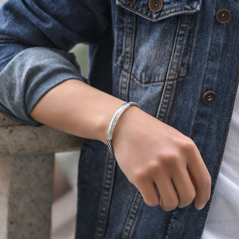 Buddha Stones Tibetan Om Mani Padme Hum Heart Sutra Purity Cuff Bracelet - image 17