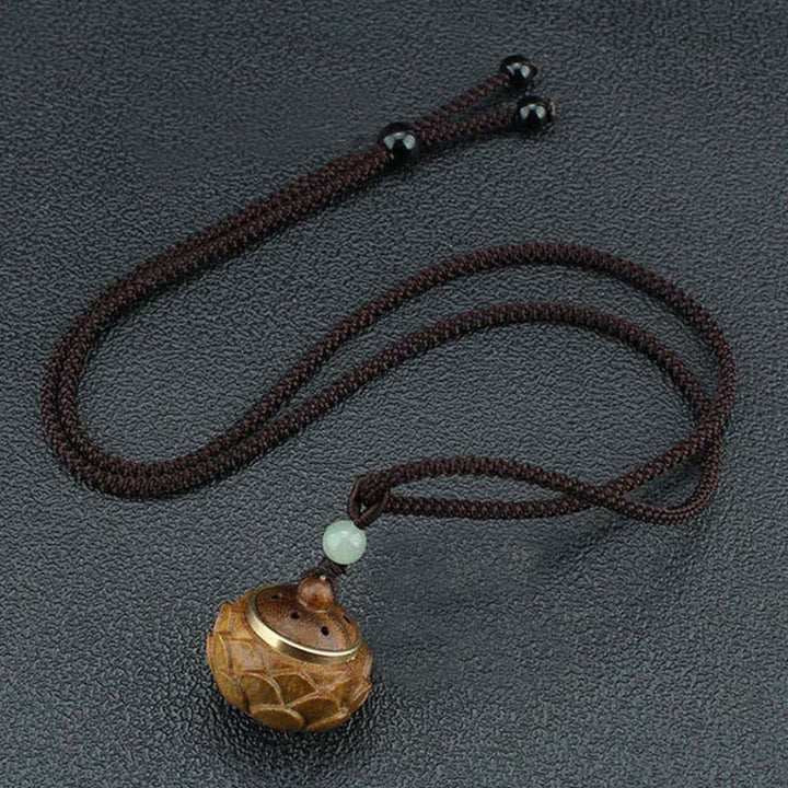 Buddha Stones Tibet Green Sandalwood Rosewood Om Mani Padme Hum Lotus Positive Soothing Necklace Pendant - image 10