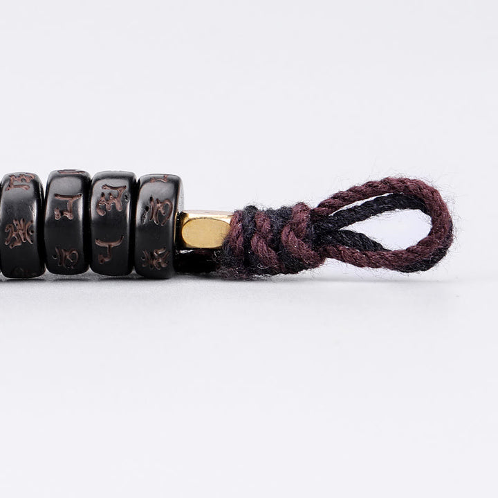 Buddha Stones Tibetan Coconut Shell Beads Engraved Om Mani Padme Hum Mantra Positive String Bracelet - image 4