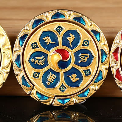 Tibetan Om Mani Padme Hum Peace Phone Ring Bracket Universal Phone Holder Decorations - Blue Gold Six-Character Mantra - image 23