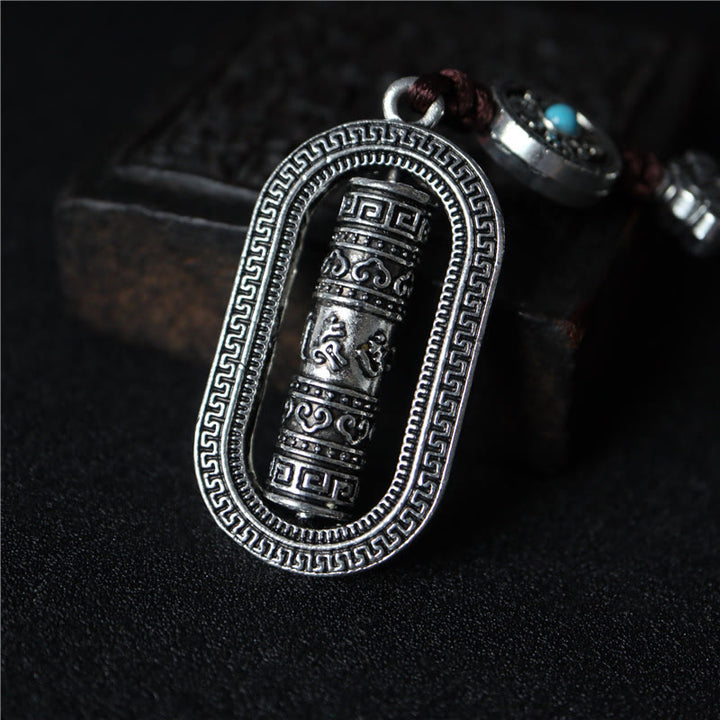 Buddha Stones Tibet Om Mani Padme Hum Prayer Wheel Peace Rotatable Car Hanging Decoration - image 7