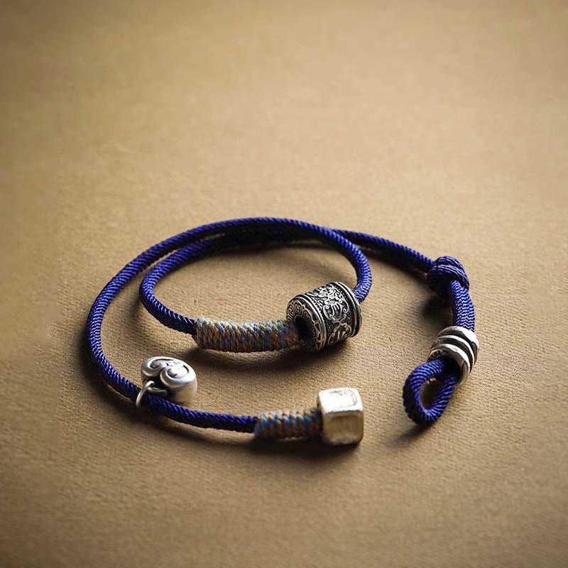 Buddha Stones Handmade Tibetan Om Mani Padme Hum Carved Auspicious Amulet Double Wrap Rope Bracelet - image 1