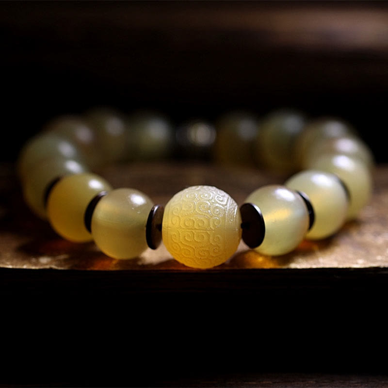 Buddha Stones Handmade Tibetan Sheep Horn Om Mani Padme Hum Auspiciousness Bracelet - image 5