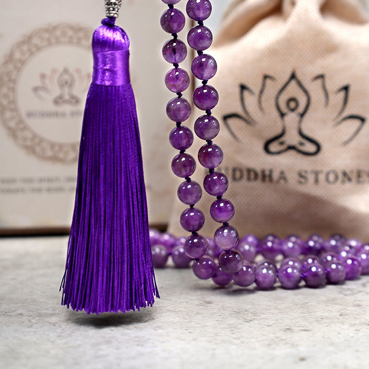 Buddha Stones Tibetan 108 Mala Beads Necklace Yoga Meditation Prayer Beads Necklace - image 4