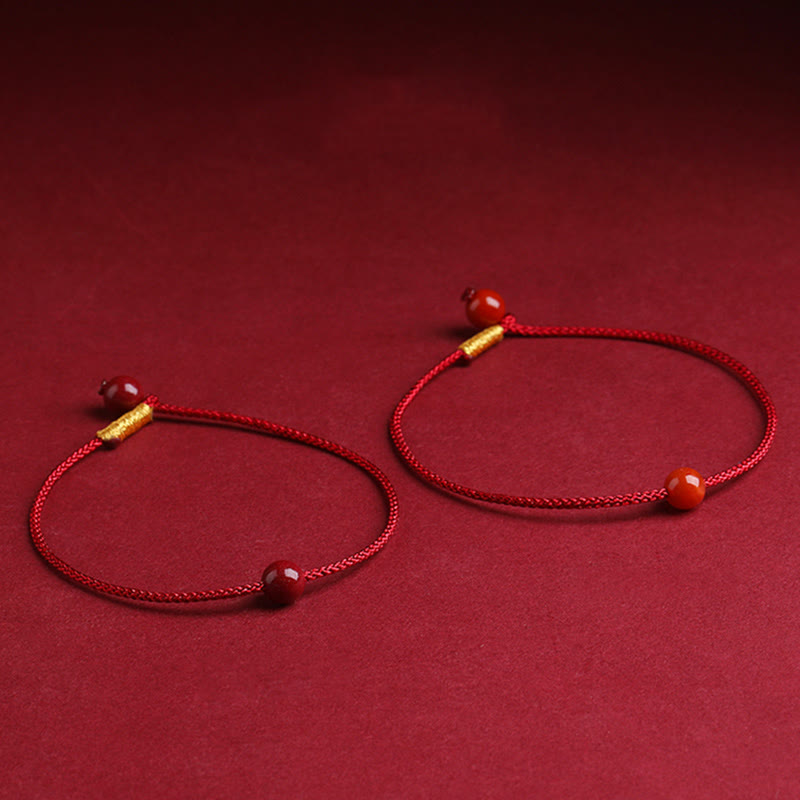 Buddha Stones Natural Cinnabar Red Agate Blessing Red String Bracelet - image 1