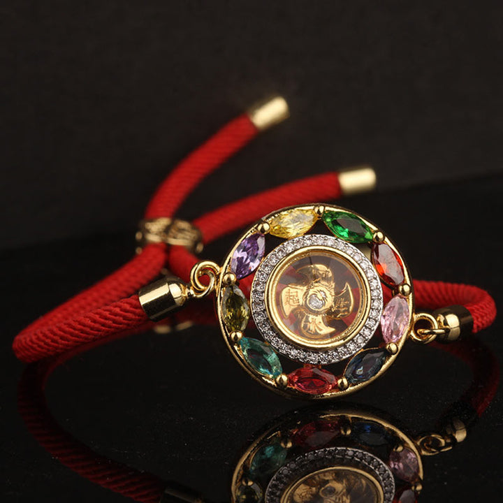 Buddha Stones Colorful Zircon Copper Wealth Luck Rotation Bracelet Necklace Pendant - image 11