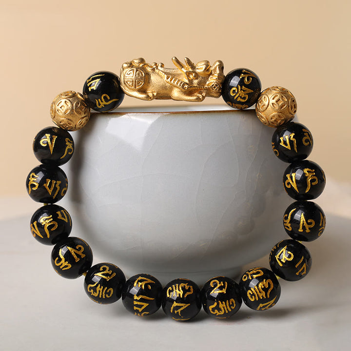 Buddha Stones FengShui PiXiu Obsidian Wealth Bracelet - 12mm - image 6